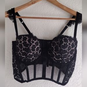 Victoria's Secret Black Mesh Corset Bustier Bra